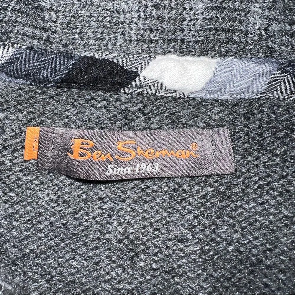 Ben Sherman Gray Cable Knit Funnel Neck Shawl Collar Wool Blend Sweater XL